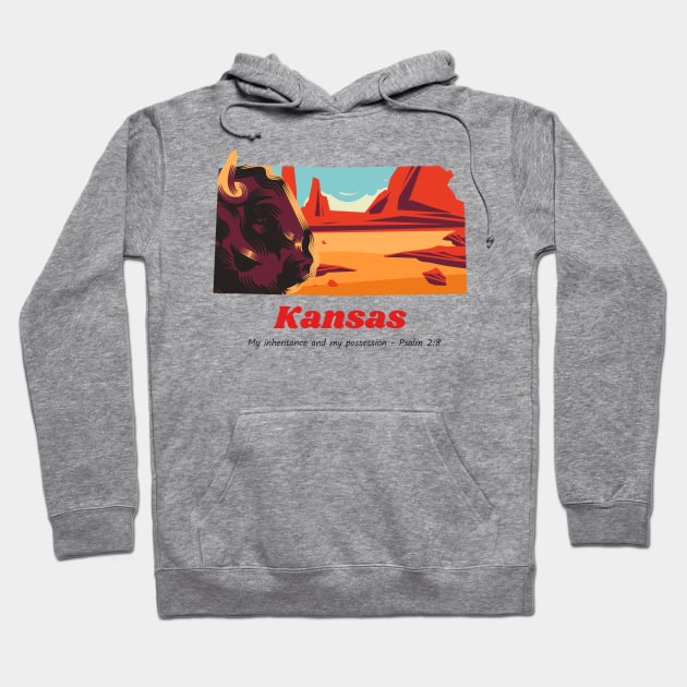 USA State of Kansas Psalm 2:8 - My Inheritance and possession Hoodie by WearTheWord